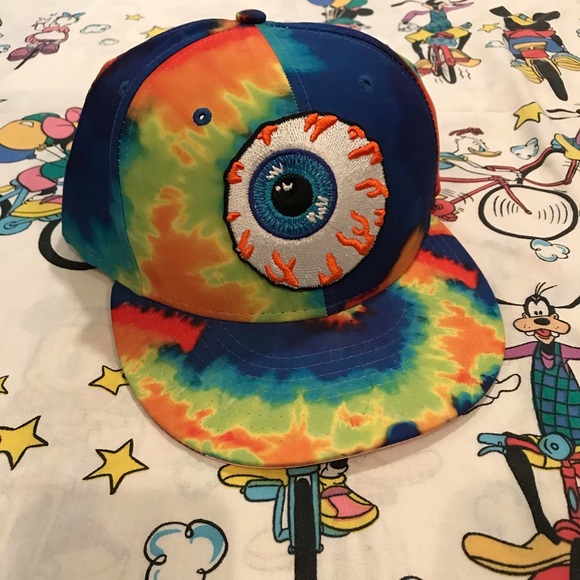 Mishka NYC Tie Dye Snap Back Flat Bill Eyeball Hat